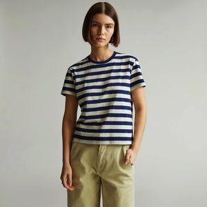 Everlane Blue and White Striped Short Sleeve Tee